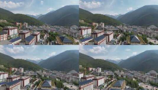 川西高原甘孜康定城区航拍4K高清在线视频素材下载
