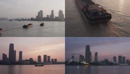 晚霞中的上海西岸滨江高清在线视频素材下载