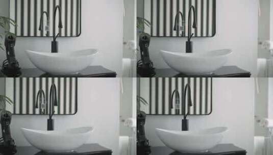 高端精致的洗手台盆和水龙头高清在线视频素材下载