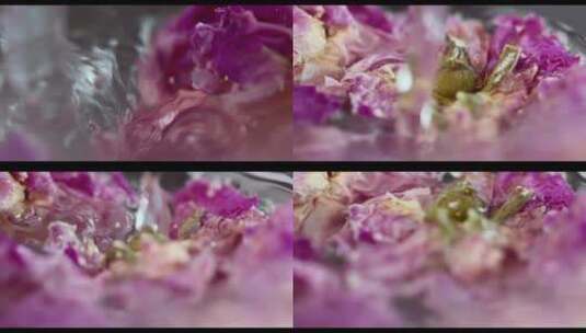 玫瑰花茶倒水冲泡升格镜头视频特写高清在线视频素材下载