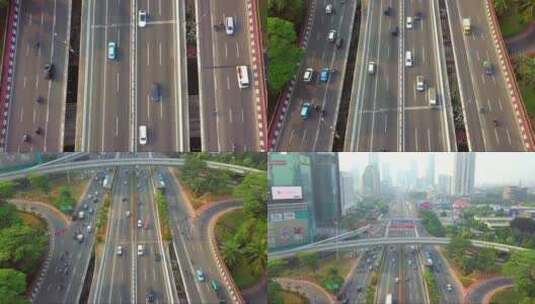 印度尼西亚繁忙的交通航拍高清在线视频素材下载