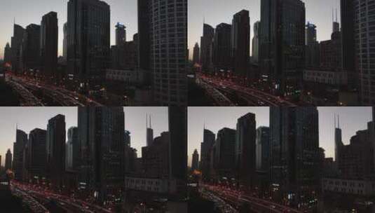 上海浦西延安高架傍晚航拍高清在线视频素材下载
