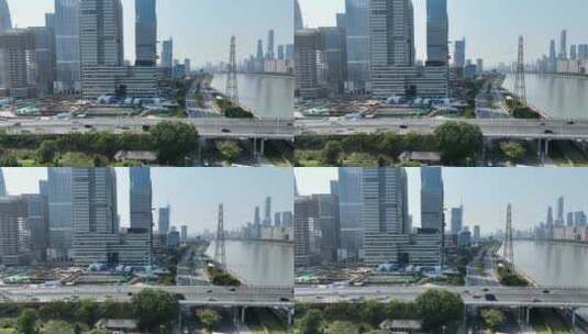 广州华南大桥交通航拍高清在线视频素材下载
