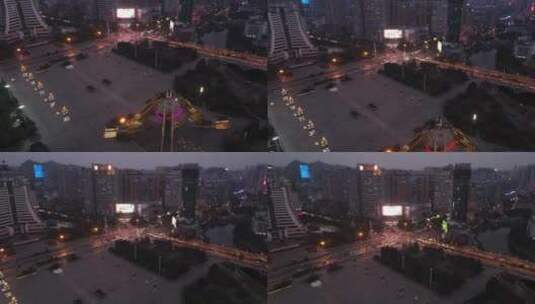 航拍贵阳都市夜景十字路口高清在线视频素材下载