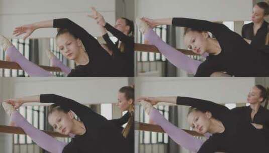 芭蕾舞演员在工作室训练高清在线视频素材下载