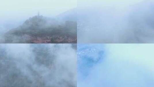 浙江天台山赤城山4K航拍视频高清在线视频素材下载