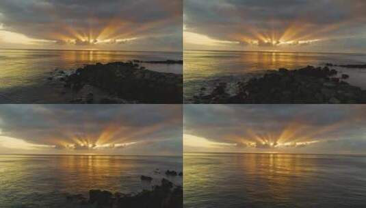 海边的日落的光线高清在线视频素材下载