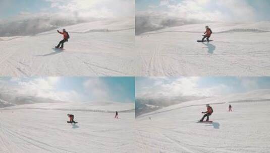 跟拍滑雪运动员高清在线视频素材下载
