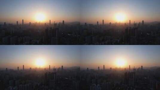 深圳高楼城市日落夕阳照耀建筑E高清在线视频素材下载