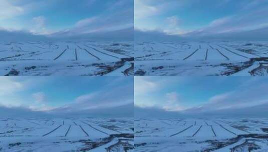 农垦田野冬季雪景风光高清在线视频素材下载
