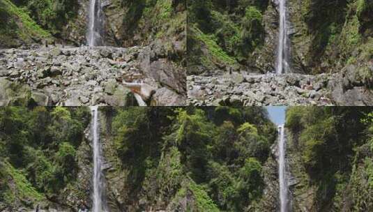 航拍大山瀑布溪流自然风光高清在线视频素材下载