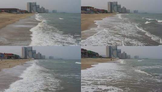 海浪沙滩海浪拍打沙滩航拍旅拍素材潮汐高清在线视频素材下载