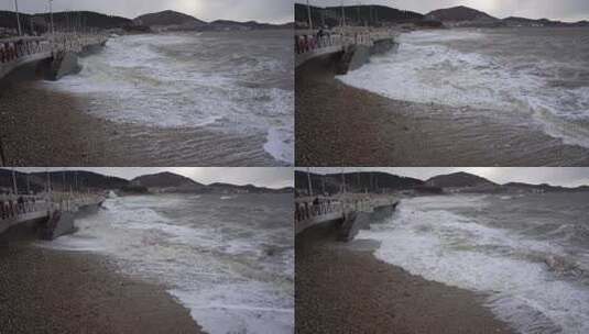 威海孙家疃葡萄滩冬季的海浪高清在线视频素材下载