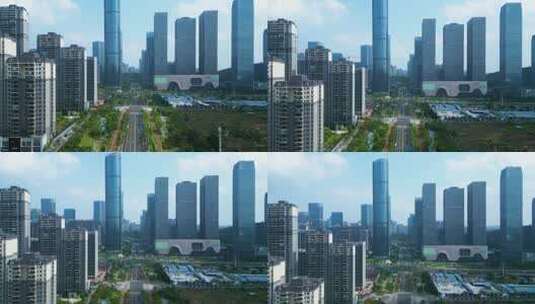 南宁航拍 城市高楼大厦 五象新区总部基地高清在线视频素材下载