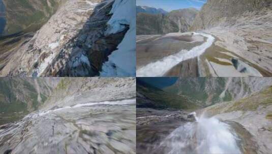 FPV冰川溪流一镜到底高清在线视频素材下载