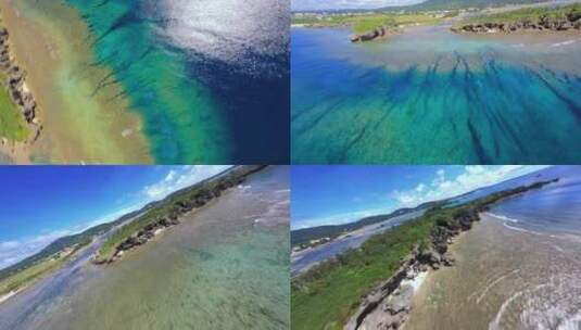 FPV穿越机无人机航拍海浪海滩海岛森林冲绳高清在线视频素材下载