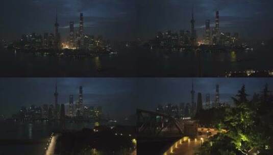 上海凌晨3点航拍高清在线视频素材下载