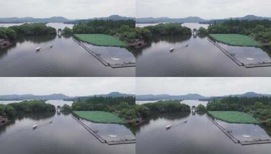 杭州西湖航拍 西湖荷花航拍高清在线视频素材下载
