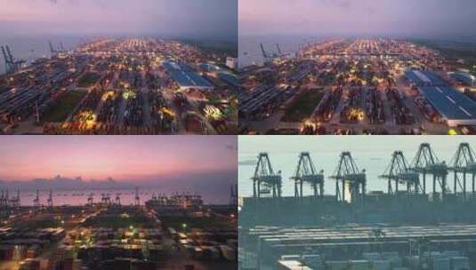 4k广州南沙港蓝天货运码头集装箱航拍合集高清在线视频素材下载