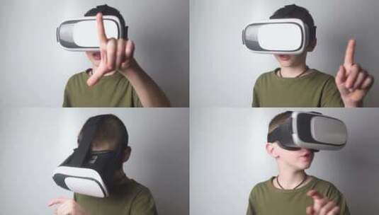 男孩体验虚拟现实眼镜高清在线视频素材下载