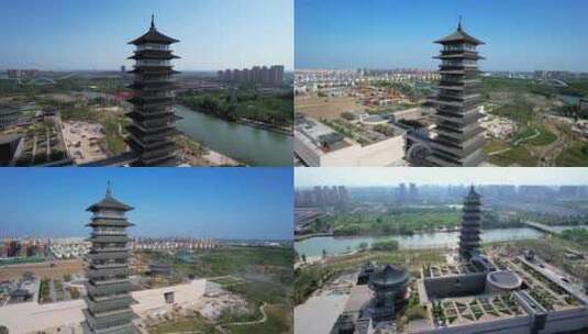 4K航拍扬州城市地标运河博物馆高清在线视频素材下载