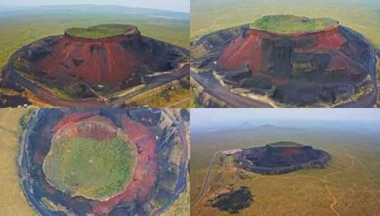 航拍内蒙古自治区乌兰察布市乌兰哈达火山群高清在线视频素材下载