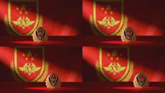 中国消防救援徽章旗帜运镜实拍高清在线视频素材下载