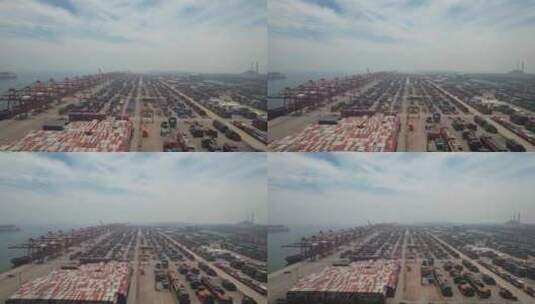 山东日照港口码头航拍高清在线视频素材下载