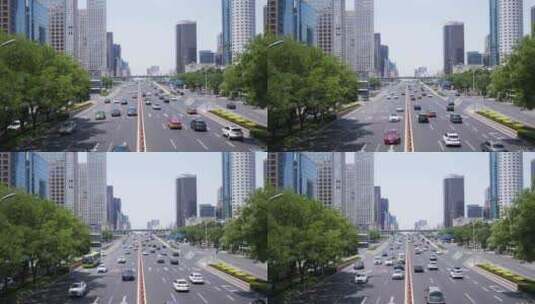 北京国贸街道汽车流高清在线视频素材下载