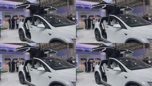 2023齐鲁国际车展，特斯拉model X灯光秀高清在线视频素材下载