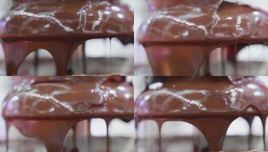流动的巧克力汁，巧克力酱高清在线视频素材下载