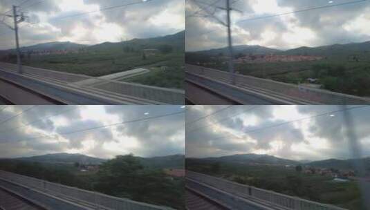 旅途火车窗外风景实拍高清在线视频素材下载