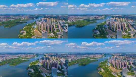 沈阳城市浑河富民桥航拍延时高清在线视频素材下载
