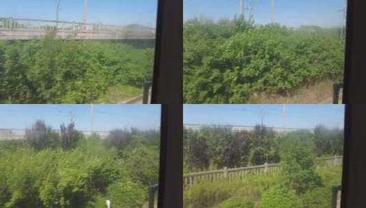 沿途火车窗外风景高铁实拍高清在线视频素材下载