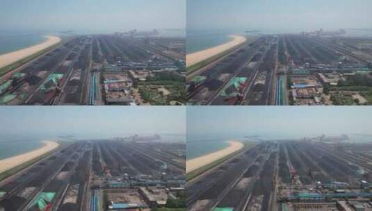 港口码头煤炭运输航拍高清在线视频素材下载