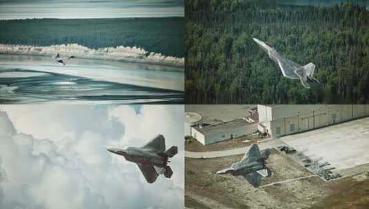 F22猛禽幻影战斗机飞行飞机高清在线视频素材下载