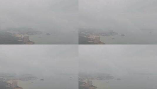 福建厦门云雾中降落的飞机航班高清在线视频素材下载