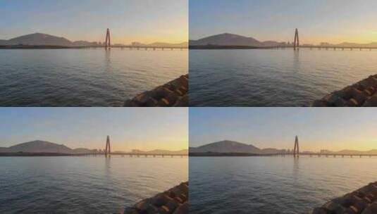 福建漳州港双鱼岛海湾日落风光高清在线视频素材下载