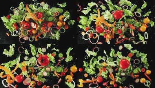 美食蔬菜沙拉特写高清在线视频素材下载