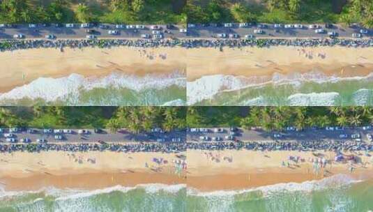 海南省万宁市日月湾大海沙滩椰树冲浪高清在线视频素材下载
