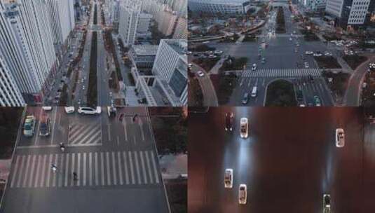 城市夜景交通行人车流高清在线视频素材下载