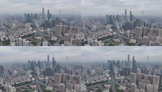 广州珠江新城天际线航拍高清在线视频素材下载