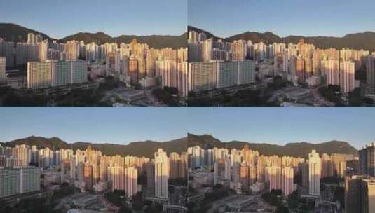 香港傍晚日落航拍高清在线视频素材下载