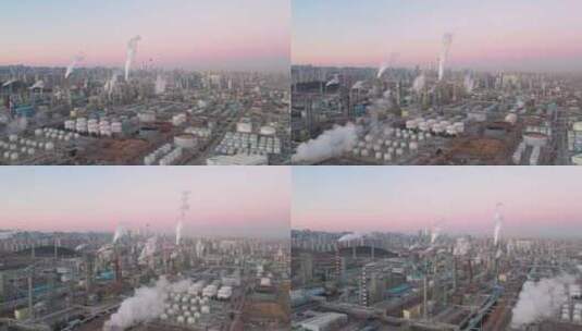 4k航拍山东济南炼油厂高清在线视频素材下载