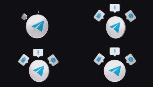 Telegram现代3D圆形图标高清在线视频素材下载