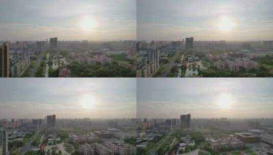 夕阳下的杭州下沙高清在线视频素材下载