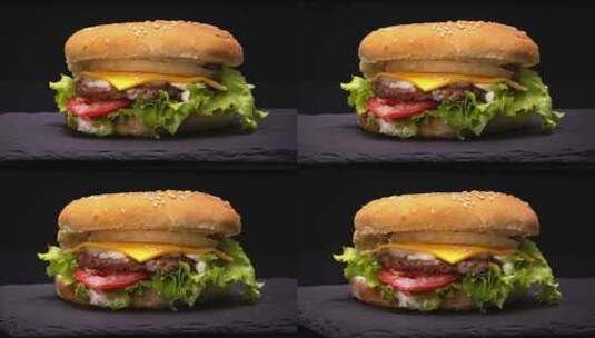 芝士汉堡 汉堡 食物高清在线视频素材下载