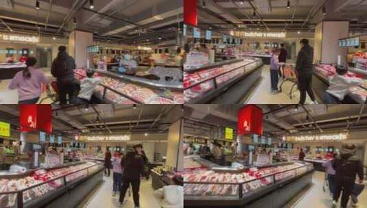 城市购物人流鸡鸭肉类区3高清在线视频素材下载