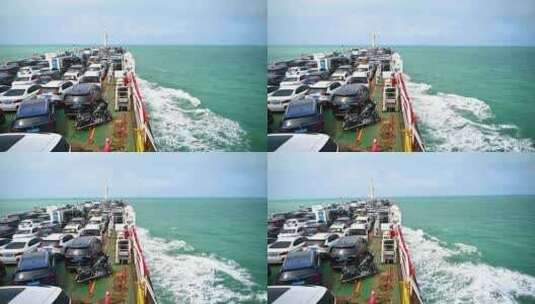 琼州海峡轮渡船航行浪花慢镜头高清在线视频素材下载