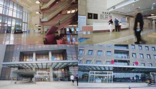 医院门诊大楼大厅人流延时摄影高清在线视频素材下载